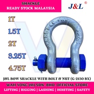 J&L GALVANIZED BOW SHACKLE WITH BOLT & NUT (G-2130 BX) 1T - 4.75T