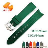 Silicone Watch Strap Elbow Curved Interface for Casio Seiko Men's Watches Strap Replacement Bracelet Acr End 18/19/20/21/22/24mm