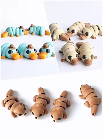1/3 Piece - 3D Printed Articulated Platypus and Otter Figurines, Indoor and Outdoor Desktop Decorati