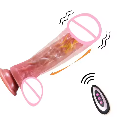 Wireless Rechargeable Vibrating Massager Remote Control Heating Function Telescopic Liquid Silicone 
