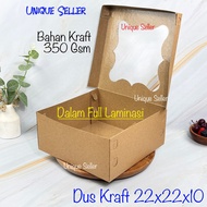 Box Box Hampers 22x22x10 KRAFT WINDOW FULL Lamination 300 Grams Box Box Box Tart Cake Box 22x22 x 10