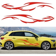 TOMALL 2Pcs 82'' Wave Flame Graphics Stickers Car Body Side Decals Racing Sports Stripe Decals for C