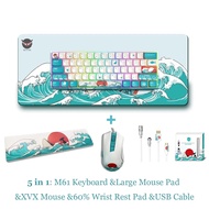 XVX M61 Wireless Mechanical Keyboard 61 Keys 2.4G Rechargeable RGB Backlit Gaming Keyboard 60% Coral Sea Gateron Switch For PC