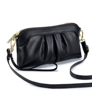 New Textured Mother Bag Elegant Soft Leather Shoulder Bag First Layer Cowhide All-Match Women's Pleated Clutch