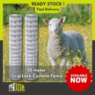 Gi Galvanised Grip Lock Cyclone Fence Pagar Kambing Lembu Pagar Kebun 4 5 6 Kaki Tinggi 50meter Kebun Pagar