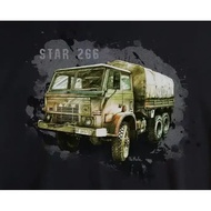 Kemeja-T Lori Tentera Poland "STAR 266" 100% Kapas Leher O Lengan Pendek Kasual Lelaki T-shirt Saiz 