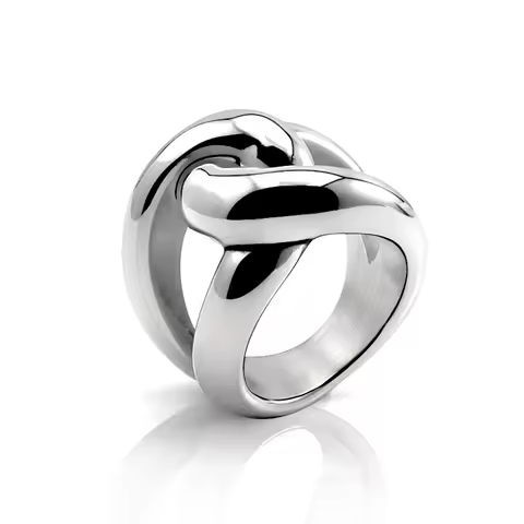 Glow In The Dark Shiny Rings Gift for Women Girls Silver Color 316L Stainless Steel Rings 3 Cirle Pa