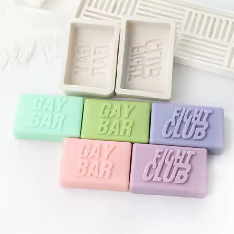 Fight Club Embossed Deluxe Soap Mold Silicone GAY BAR Slogan Candle Resin Mold Rectangle Bath Bomb L