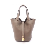 【二手】愛馬仕 HERMES 手提包 Picotin Lock PM 056289CC 灰褐色皮革 Picotin Lock PM 灰褐色 女士二手 A