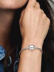 1入組時尚真實925純銀方形帶頭蛇骨手環適合女士週年禮物精細的女士們珠寶和手錶