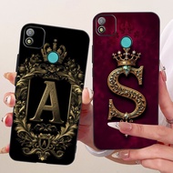 Tecno Pop4 BC2c BC1s Cover Tecno Pop 4 Case Silicone Luxury Crown A-Z Letters 2D Flat Pattern Soft P