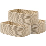 Small Woven Basket, 12 x 8 x 4.5 Inches, Storage Basket for Organizing, Cute Small Rope Shelf Closet
