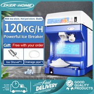 IKER High-power Ice shaving machine, automatic ice crusher, 120KG/H ice making capacity, 2L