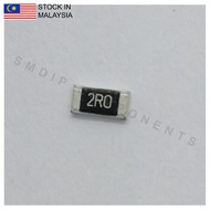 10PCS Taiwan-Grade 2R ±5%, 1206 SMD Resistor (2R0)