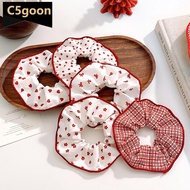 C5GOON Print Heart Dot Plaid Large Intestine Elastic Hair Band For Women Girls Fashion Hair Accessor