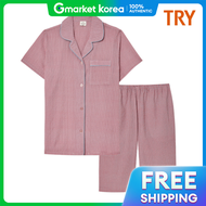 TRY | Try Womens Short-Sleeved Seersucker Pajamas J16