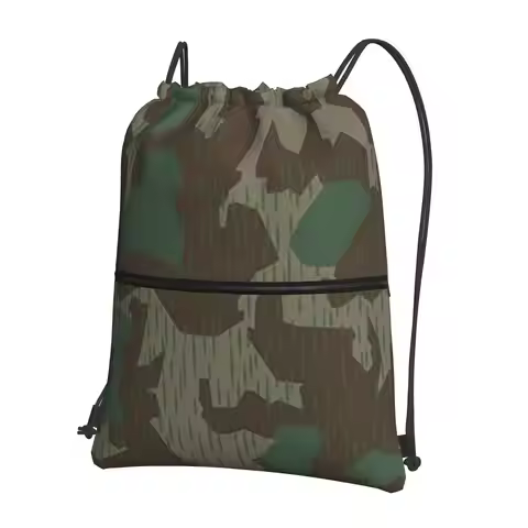 WW2 Germany Military Splinter Camo Splittertarn Camouflage Backpacks Casual Drawstring Bags Sundries