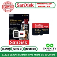 SanDisk Extreme PRO 512GB Micro SD A2 200MB/s for Go Pro, DJI, Akaso Action Cam, Drones SDSQXCD-512G