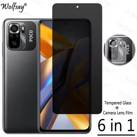 Privacy Screen Protector For Xiaomi Poco M5S Anti-Spy Tempered Glass Poco M5S Camera Len Film Glass 