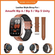 Strap For Amazfit Bip 6 / Amazfit Bip5 / Amazfit Bip 5 Unity Leather + Silicon Design Strap bip6