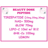 BEAUTY DOSE PEPTIDE TIRZEP, GLOW, GHK-CU, NAD+ , LIPO-C, LEMON FOR RESEARCH AND EXPERIENCE CLIENTS