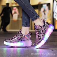 tow-wheeled Heelys LED rechargeable luminous shoes adult child roller skates outdoor sports wheel sh