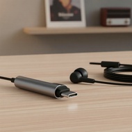 Right-Angle USB-C to 3.5mm Earphone Adapter, Phone Voice Call Ready