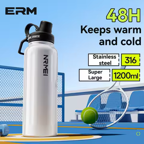 Large Capacity Sports 316 Stainless Steel Water Bottle Insulated Flask Cycling Water Kettle Flat Bot