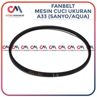 Vanbelt A33 Mesin Cuci Sanyo Sharp Fan Belt Panbel Fanbelt A 33 A-820E