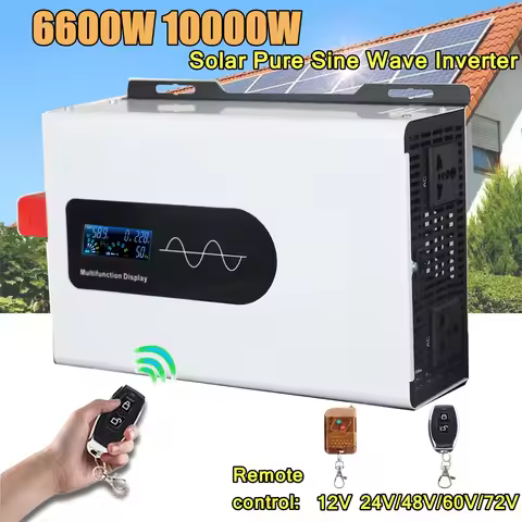 Inverter DC 12V/24V/36V/48V/60V/72V/96V DC to AC 110V 220V 60Hz 50Hz 10KW 6600W Pure Sine Wave Solar