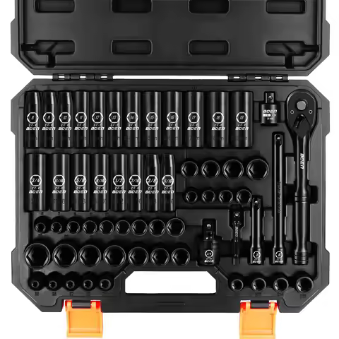 BOEN 3/8" Drive Impact Socket Set, 59-Piece Standard SAE (5/16 to 3/4 inch) and Metric (6-22mm), Inc