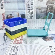 ELMER Miniature Platform Trolley, Doll Toys DIY Decoration Mini Flatbed Cart Toy, Mini Flat Cart Cute Photo Props Furniture Mini Furniture Ornaments 1/12 Dollhouse