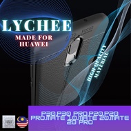 Huawei P30/P30 Pro/P20/P20 Pro/Mate 10/Mate 20/Mate 20 Pro Laychee Leather Grained Polycarbonate TPU