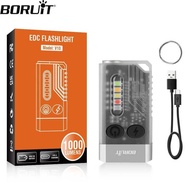 BORUiT V10 EDC Keychain Flashlight Portable Mini Torch Type-C Rechargeable Work Light With Magnet UV
