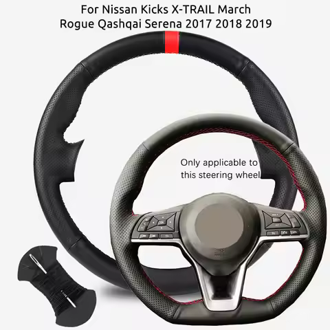 Custom Car Steering Wheel Braiding Cover For Nissan Kicks X-TRAIL March Rogue Qashqai Serena 2017-20