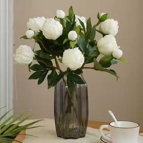 Elegant 2 Head Simulated Peony Flower European-Style Silk Artificial Peony Flowers Fake Peony Bouque