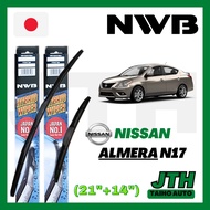 TAIHOAUTO NWB Wiper Blade Set Nissan Almera N17 21"+14" Wiper Almera Wiper Blade Nissan Almera Made 