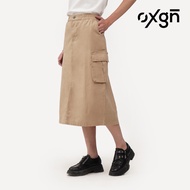 OXGN Midi Cargo Skirt For Women (Khaki)