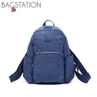 MC3 BAGSTATIONZ Crinkled Nylon Backpack (Black/Grey/Navy Blue)