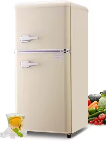 KRIB BLING 3.2 Cu.ft Compact Refrigerator, Mini Fridge with Freezer, Retro Design Small Drink Chille