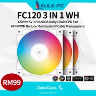 Deepcool FC120 3 IN 1 White ARGB CPU Fan 120mm Daisy Chain Connection Reduce the Hassle Of Cable Man