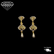 SMS DEEN Fancy Dangling Earrings (Screw Type), ±4.0GM - Gold 916 Emas - Subang (Info: ±3.7x1.0CM - 4
