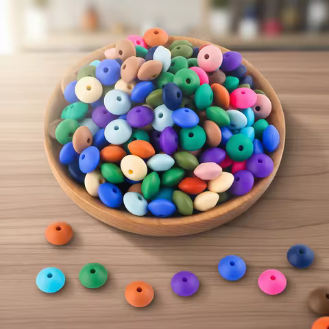 50Pcs 12mm Abacus Silicone Lentil Beads For Jewelry Making Accessories DIY Pacifier Chain Necklace J