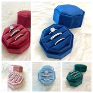 Octagon Velvet Ring Box Storage 3 Slots for Wedding Ceremony Proposal Engagement Birthday Gift