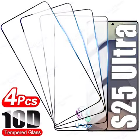 4PCS Full Cover Tempered Glass For Samsung S25 Ultra S24 Plus S23 S22 Screen Protector For Samsung A