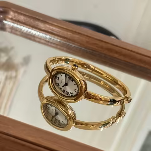 IEKE Bathtub Oval Dial Golden Bracelet Watch Women Famous Brand Quartz Watches Ladies Gift Wristwatc