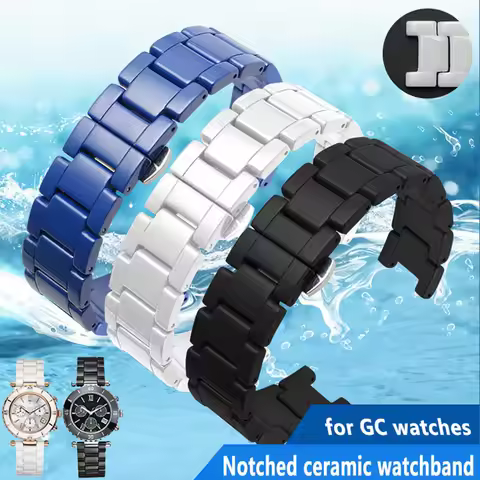 high quality Ceramic watchband for GC watches band Notched ceramic bracelet fashion