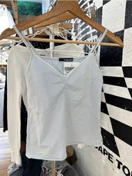 เสื้อกั๊กสายเดี่ยวคอวีสีฟ้าอ่อนลายดอกไม้สำหรับผู้หญิง OOTD BM เสื้อเชิ้ตทรงสลิมฟิตสำหรับใส่ลำลองในฤด