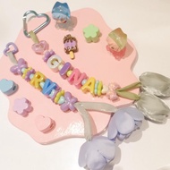 GANTUNGAN NachaStuff - Key Bag Charm Flower Strap Custom Name | Name Keychain | Name Bag Hanger