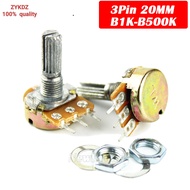 5pcs WH148 B1K B2K B5K B10K B20K B50K B100K B500K 3Pin 20mm Shaft Amplifier Dual Stereo Potentiomete